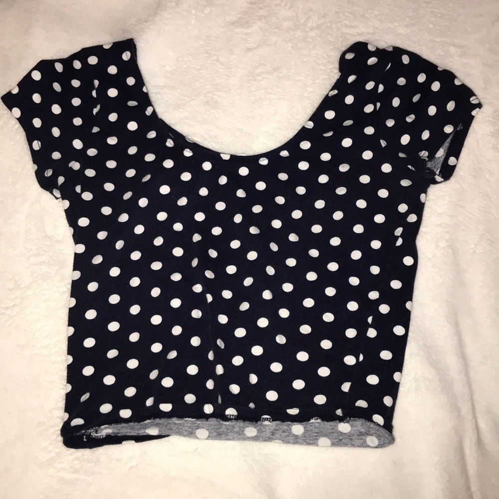 blue polka dot crop top